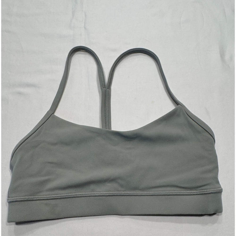 Lululemon Flow Y Bra Nulu Light Support Yoga Y-Back Size 4 Sage Grey Excellent